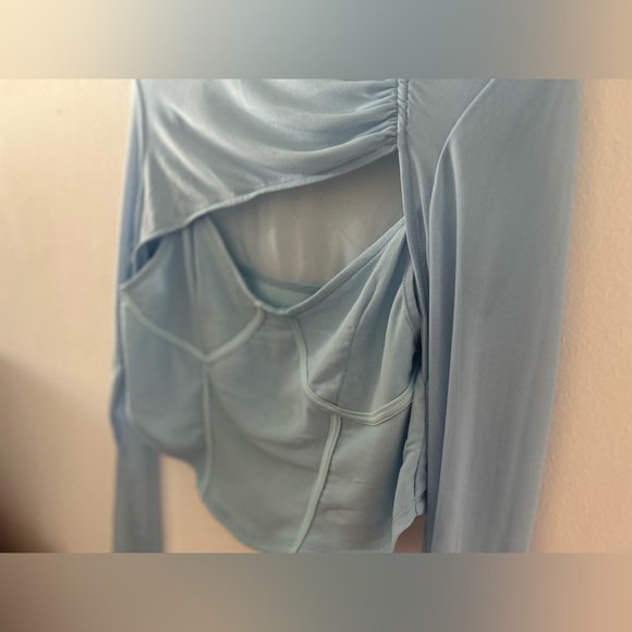 SHEIN - Sheer Mesh Ruched Yoke Peekaboo Front Bustier Top - Large - Picture 15 of 15